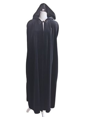 Vintage JS Collections Black Velvet Hooded Opera Cloak Cape